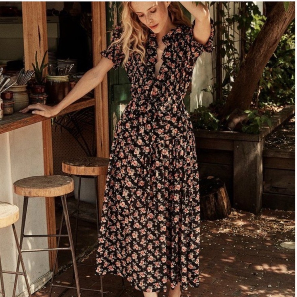 Doen Floral Black Dress